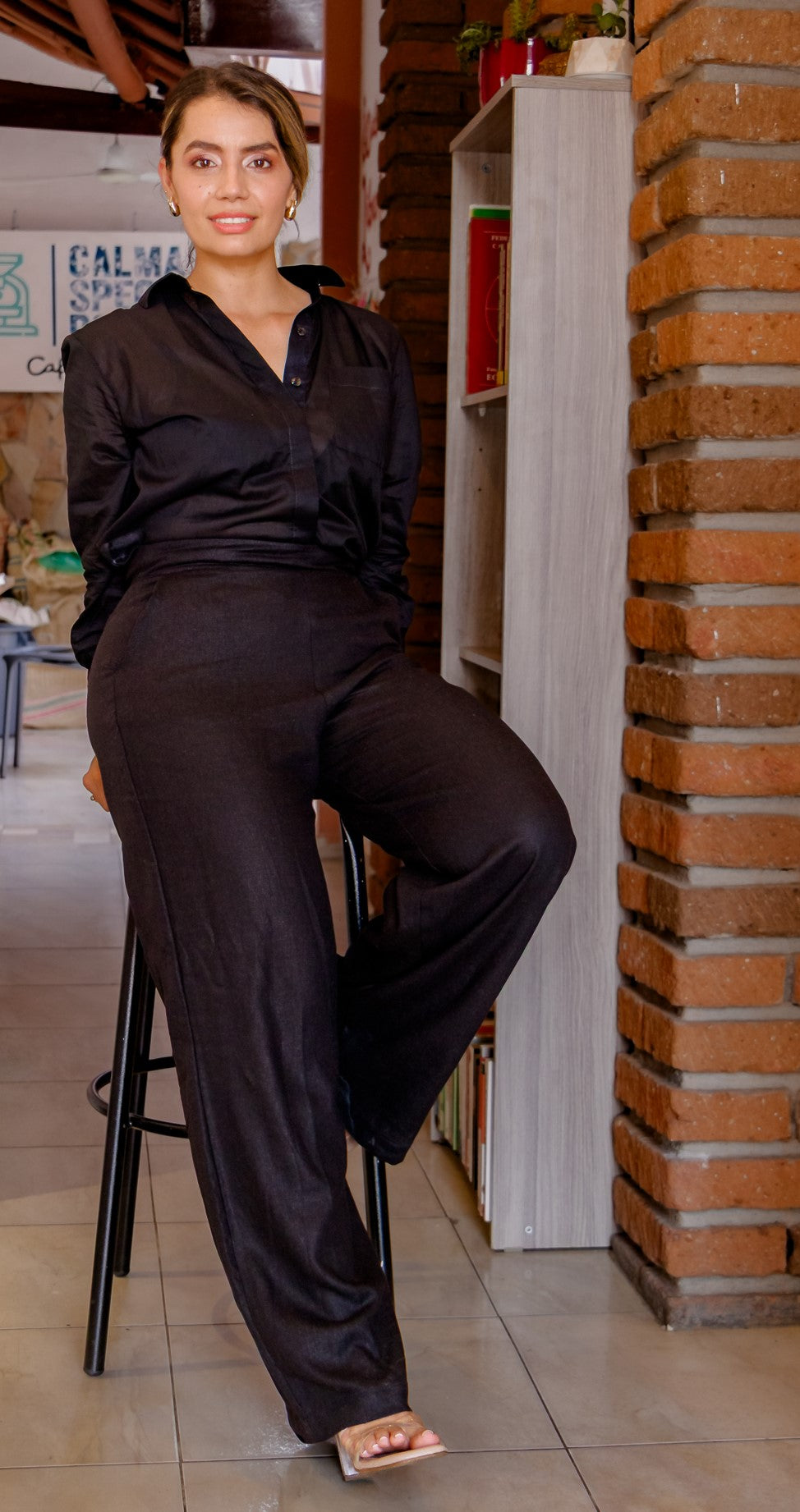 PANTALON PALAZO TIRO ALTO LINO